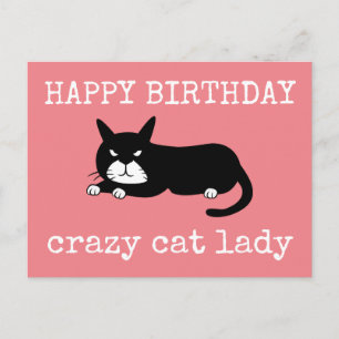 Cartão Postal Feliz aniversário Louca dos Gatos
