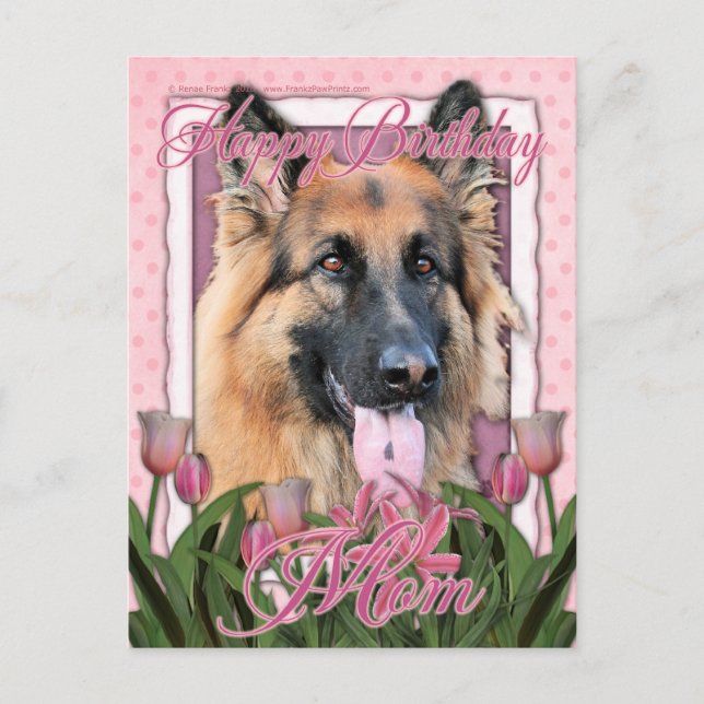 Cartão Postal Feliz aniversário Mãe - German shepherd - Oportuni (Frente)