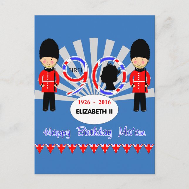 Cartão Postal Feliz Aniversário, Mãe Rainha Elizabeth II (Frente)