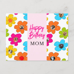 Cartão Postal Feliz Aniversário Mamãe Colagem de Fotos de Cachor