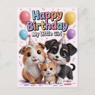 Cartão Postal Feliz Aniversário Minha Menina: Design de Animalzi
