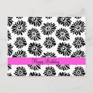 Cartão Postal Feliz Aniversário Minimalista Groovy Margarida Pre