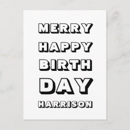 Cartão Postal Feliz Aniversário nome personalizado Natal moderno