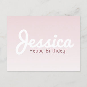 Cartão Postal Feliz Aniversário, Nome Personalizável Rose Ombr