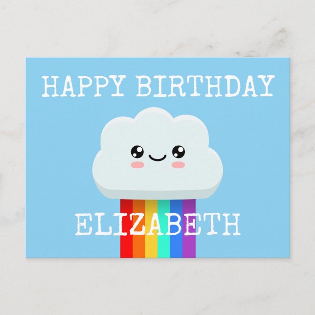 Cartão Postal Feliz aniversário nuvem (Frente)