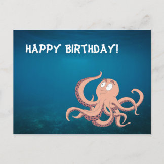Cartão Postal Feliz Aniversário Octopus