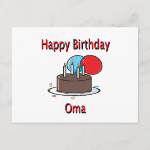 Cartão Postal Feliz Aniversário Oma Vovó Alemã Design de Anivers