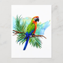 Cartão Postal Feliz aniversário | Papagaio Macaw Gerado por AI-C