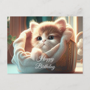 Cartão Postal Feliz Aniversário para Amantes de Gatos -  Gatinho