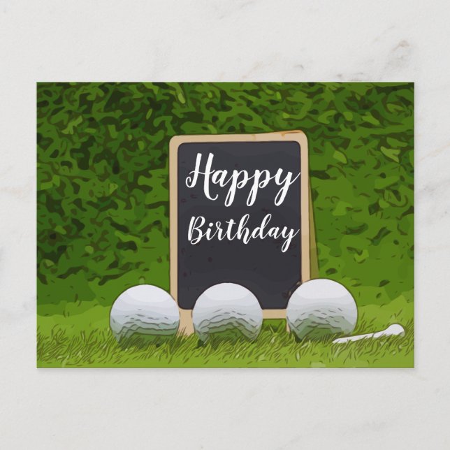 Cartão Postal Feliz aniversário para jogar golfe com bola de gol (Frente)
