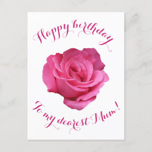 Cartão Postal Feliz Aniversário para Mãe rosa-rosa-rosa-rosa-ros