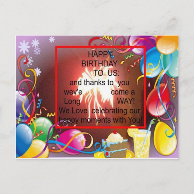 Cartão Postal Feliz aniversário para nós, Impressão de Arte (Frente)