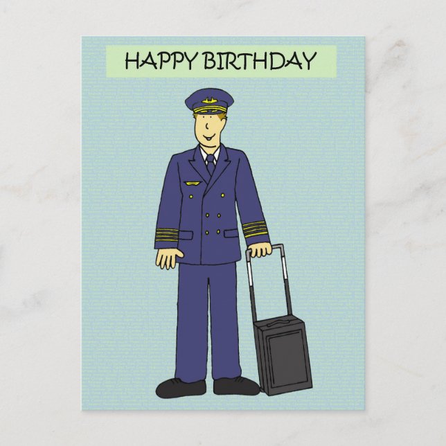 Cartão Postal Feliz aniversário para Piloto (Frente)