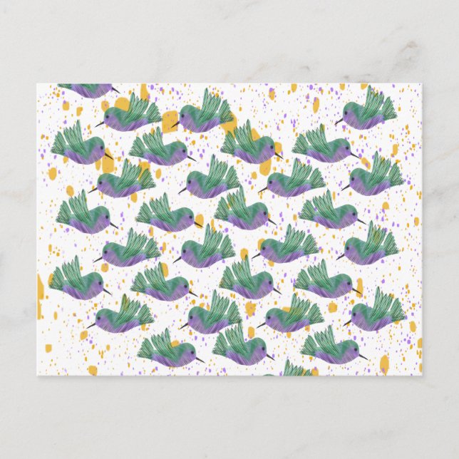 Cartão Postal Feliz Aniversário para Qualquer Ocasião Beija-flor (Frente)