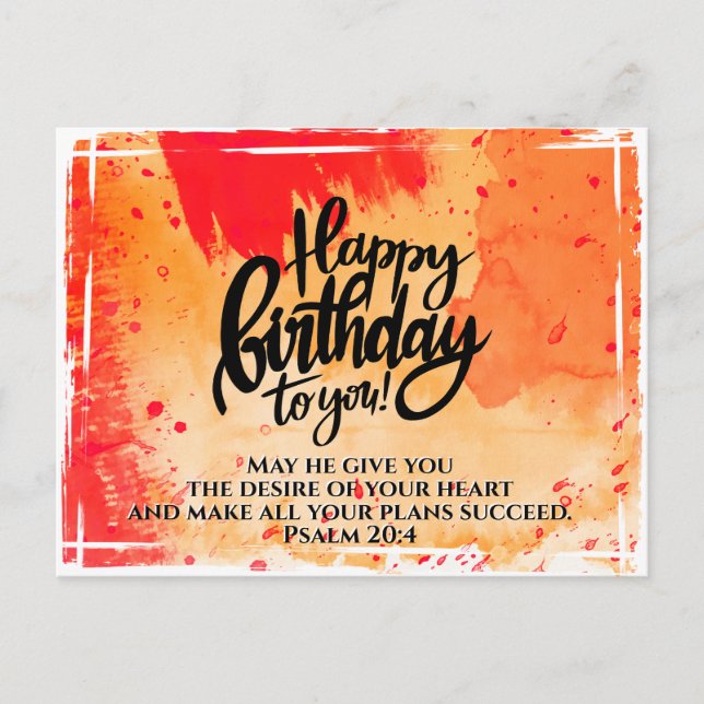 Cartão Postal Feliz aniversário para você Bíblia Verse (Frente)