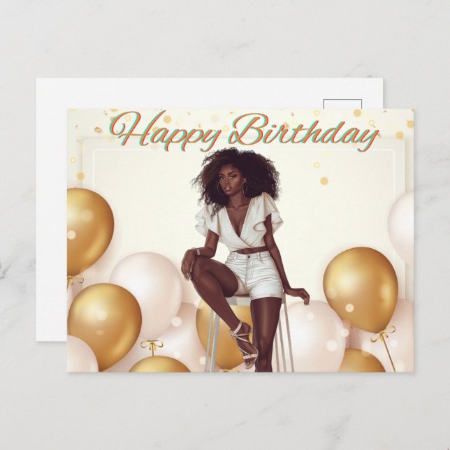 Cartão Postal Feliz Aniversário Para Você Irmã Melanina Rainha N (Frente/Verso)