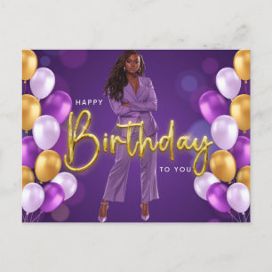Cartão Postal Feliz Aniversário Para Você Irmã Melanina Rainha N