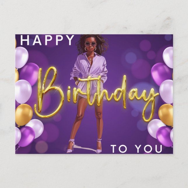 Cartão Postal Feliz Aniversário Para Você Irmã Melanina Rainha N (Frente)