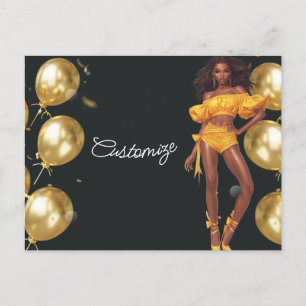 Cartão Postal Feliz Aniversário Para Você Melanin Sista Rainha N