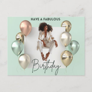 Cartão Postal Feliz Aniversário Para Você Melanin Sista Rainha N