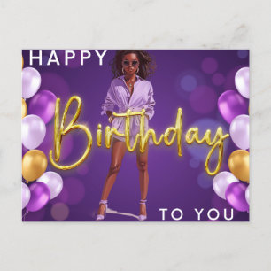 Cartão Postal Feliz Aniversário Para Você Melanin Sista Rainha N