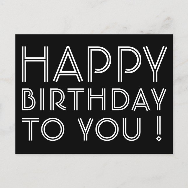 Cartão Postal Feliz Aniversário Para Você! Preto & Branco (Frente)