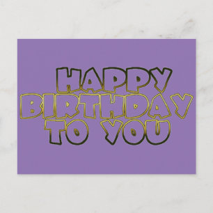Cartão Postal Feliz Aniversário Para Você Tipografia Dourada P
