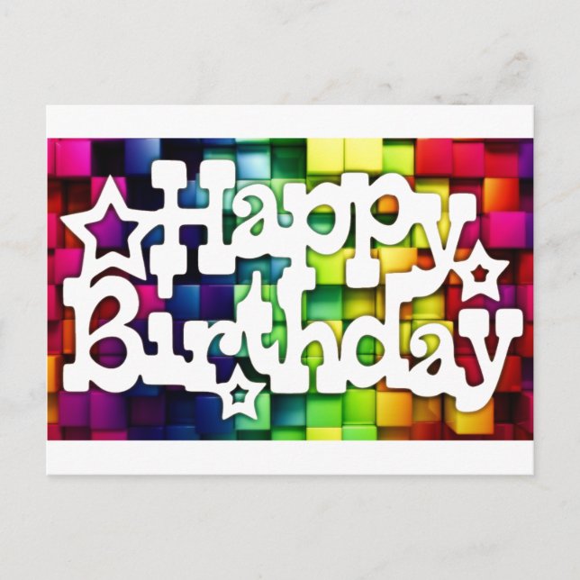 Cartão Postal Feliz Aniversário - Parabéns (Frente)