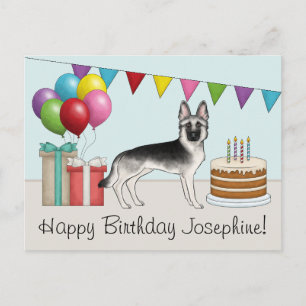 Cartão Postal Feliz Aniversário Pastor Alemão Silver Sable