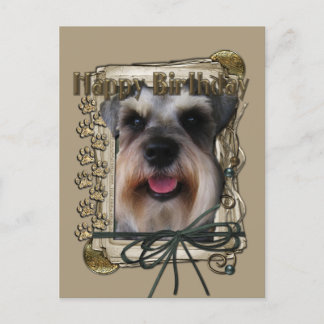 Cartão Postal Feliz Aniversário - Patas Pedras - Schnauzer