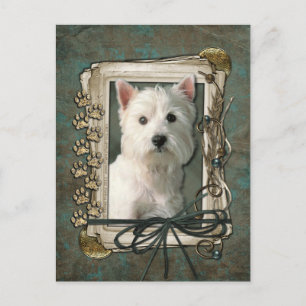 Cartão Postal Feliz Aniversário - Patas Pedras - Terrier Terrier