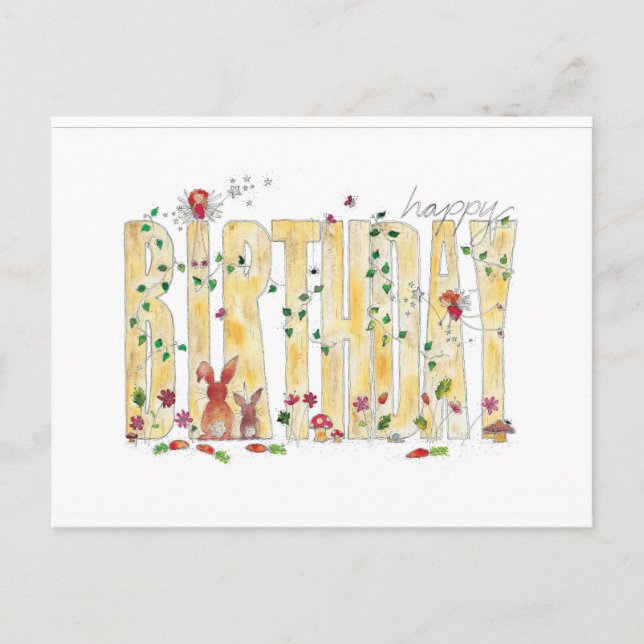 Cartão Postal Feliz Aniversário - Pavial Fada (Frente)