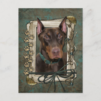 Cartão Postal Feliz Aniversário - Pedras Pedras - Doberman - Roc