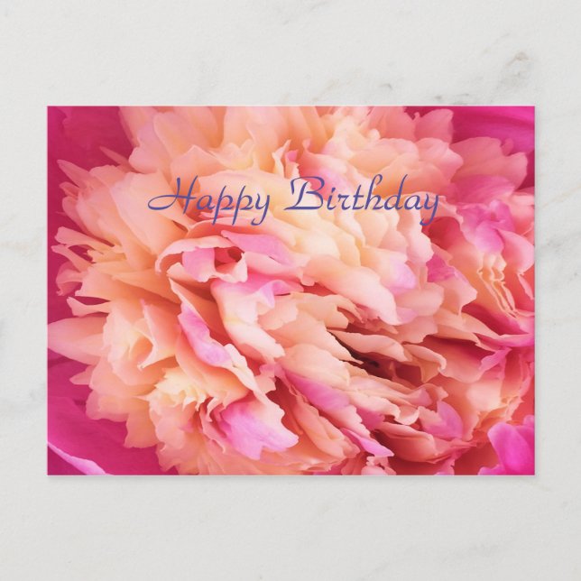 Cartão Postal Feliz Aniversário Peony (Frente)