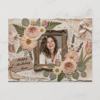 Cartão Postal Feliz Aniversário Personalizado Mamãe Pho Floral V