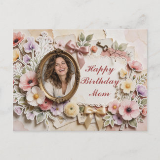 Cartão Postal Feliz Aniversário Personalizado Mamãe Pho Floral V