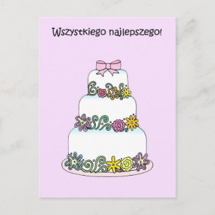 Cartão Postal Feliz Aniversário Polonês Wszystkiego Najlepszego