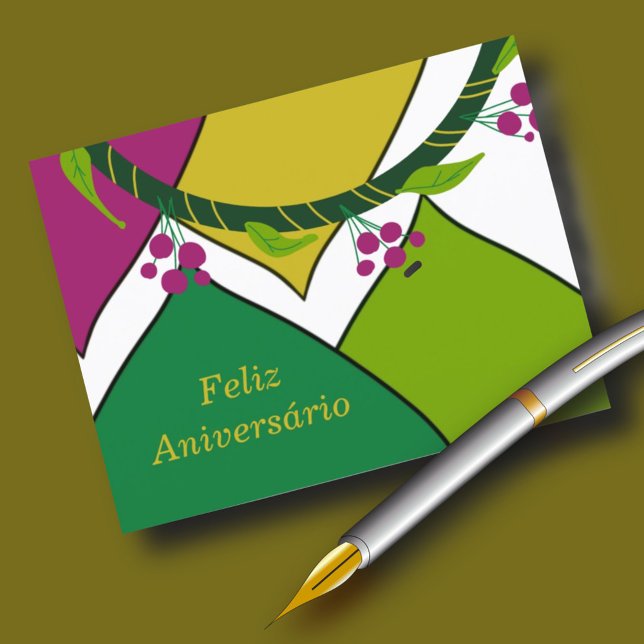 Cartão Postal Feliz Aniversário Português (Criador carregado)