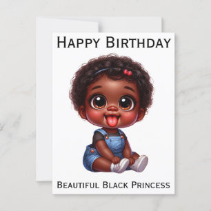 Cartão Postal Feliz aniversário princesa negra pele morena melan