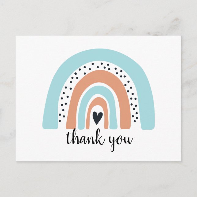 Cartão Postal Feliz aniversário Rainbow Blue Peach (Frente)