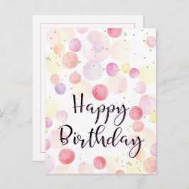 Cartão Postal Feliz Aniversário Rosa