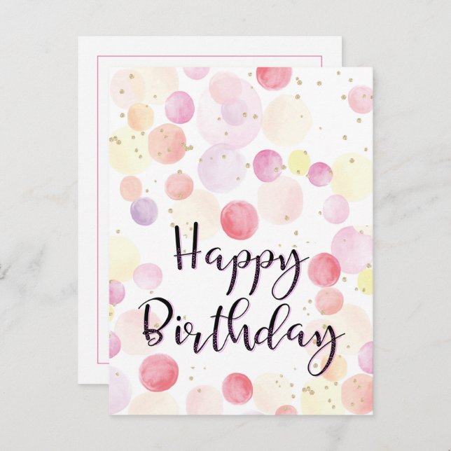 Cartão Postal Feliz Aniversário Rosa (Frente/Verso)