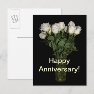 Cartão Postal Feliz Aniversário Rosas Brancas Fotografia Floral
