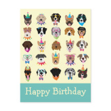 Feliz Aniversário Rostos de Cachorro Animais de Fe