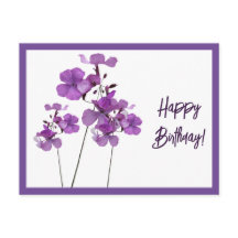 Feliz aniversário, roxo, flores silvestres escoces