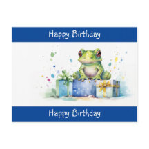 Feliz Aniversário Sapo Verde Fofo com presentes em