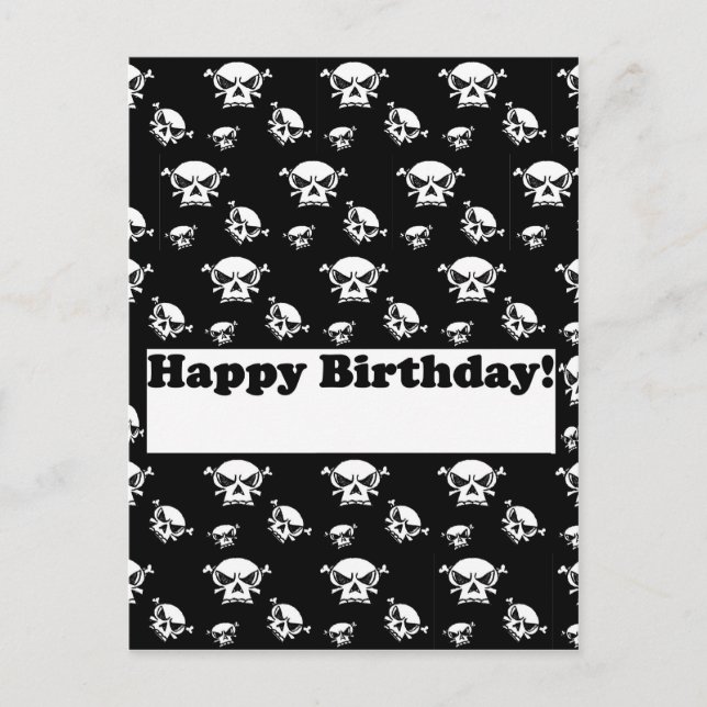 Cartão Postal Feliz aniversário Skulls Modelo (Frente)