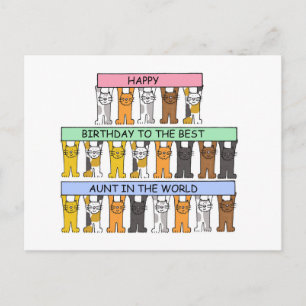 Cartão Postal Feliz aniversário Tia Cartoon Cats