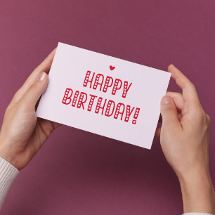 Cartão Postal Feliz Aniversário! Tipografia Fofa 