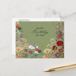 Cartão Postal Feliz Aniversário Vintage